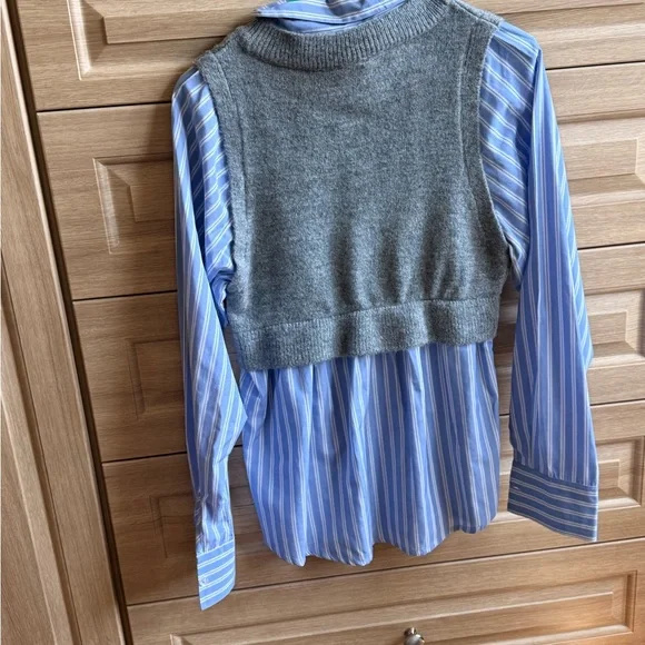 Maeve Gray Cropped Knit Vest with Bead Detail - Picture 3 of 5